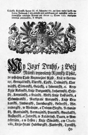 Císař Josef II. zrušil nevolnictví "Patentem" ze dne  1. listopadu 1781